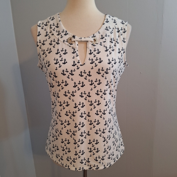 Tommy Hilfiger Anchor Print Sleeveless Top Small *C5 - Picture 6 of 10